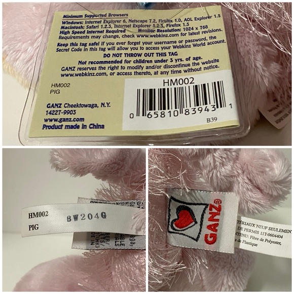 GANZ Webkinz Pig Plush Pink Stuffed Animal Toy 7 inch - Picture 12 of 12